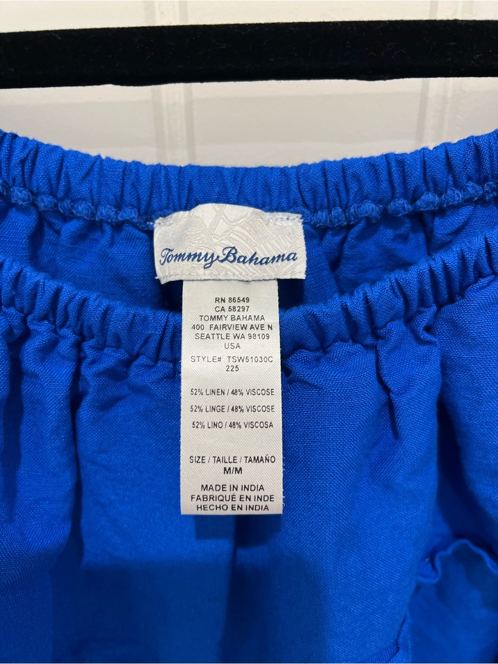 Tommy Bahama Royal Blue Off-Shoulder Linen Dress with pockets! - Picture 7 of 12